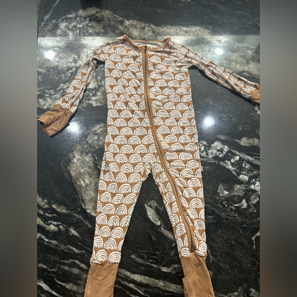 Brown and White Kids One Piece little Sleepies